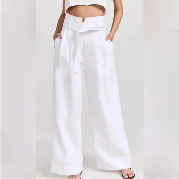A.L.C. High rise White Wide-Leg Pants Size 6 - Picture 1 of 11